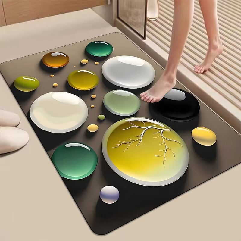 Dekorativer 3D Kieselstein-Design Badematte Brehn