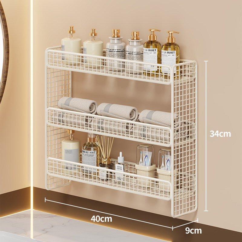 Dreifach-Tier Wandmontierter Metallgitter Badezimmer-Organizer Regal