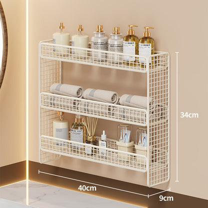 Dreifach-Tier Wandmontierter Metallgitter Badezimmer-Organizer Regal