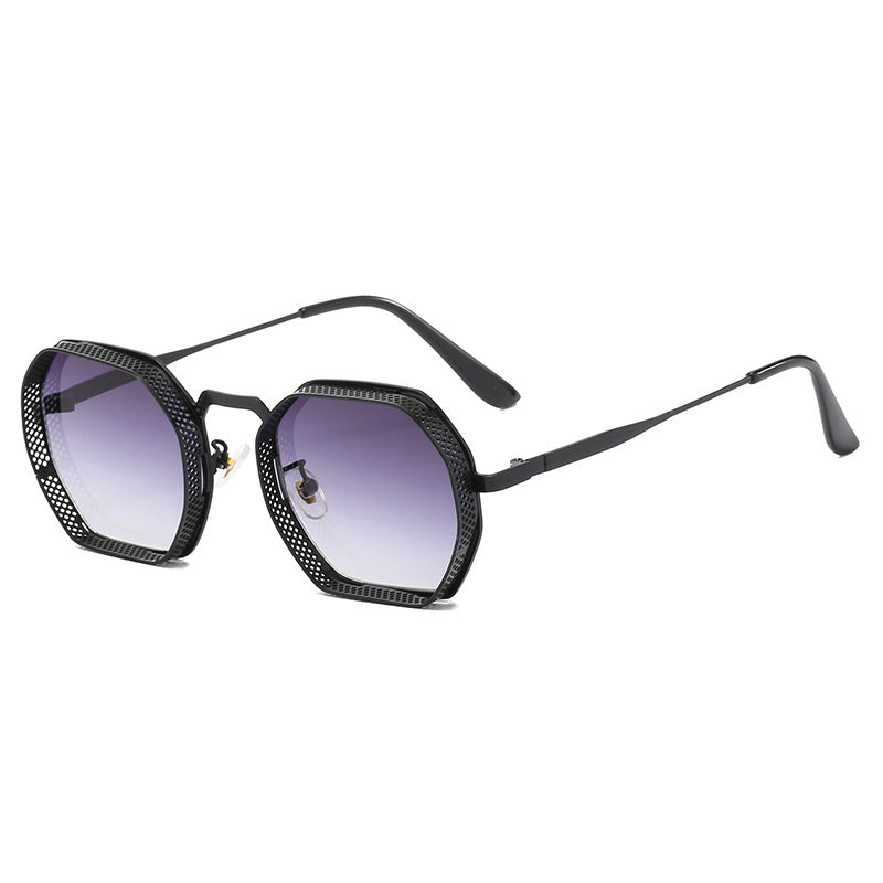 Damen Sonnenbrille mit einzigartigem oktagonalem Metallrahmen Brehn