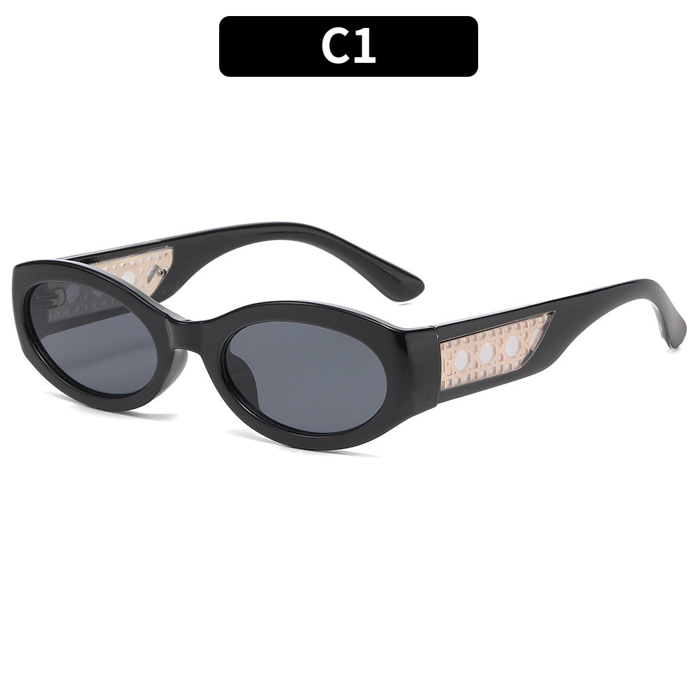 Modische Retro Ovalrahmen-Sonnenbrille