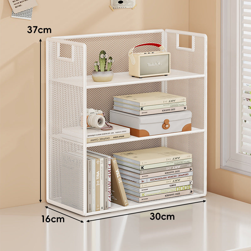 Perforiertes Metall Zwei-Ebenen Schreibtisch-Organizer-Regal mit integrierten Tragegriffen