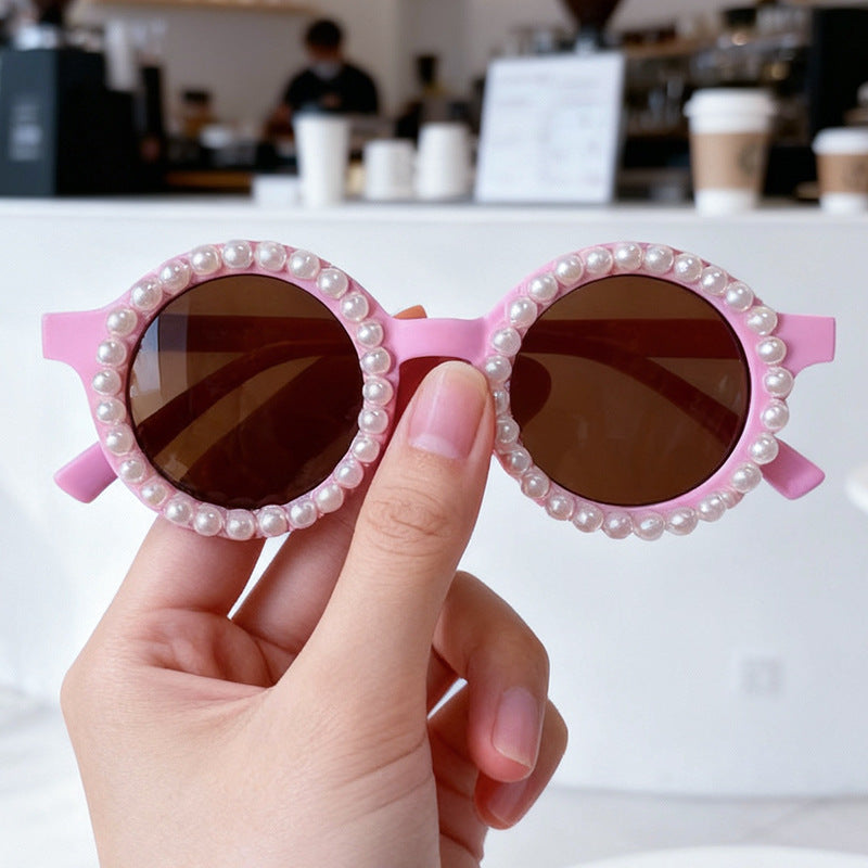 Elegante perlenverzierte runde Sonnenbrille Brehn