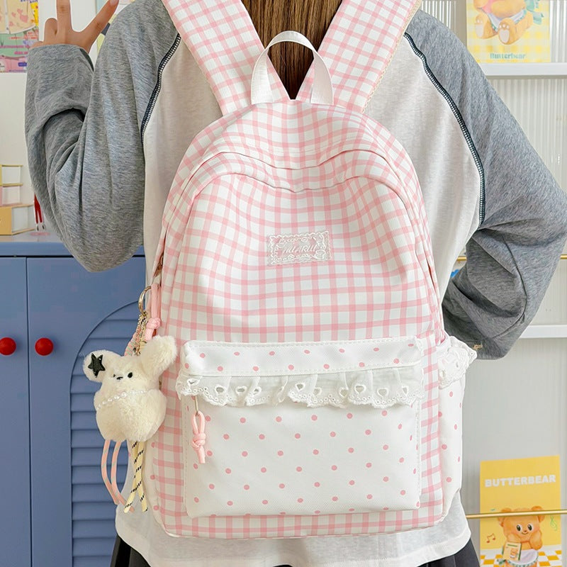 Stylische Gingham-Print Freizeit Rucksack Brehn