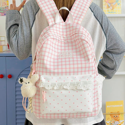 Stylische Gingham-Print Freizeit Rucksack Brehn