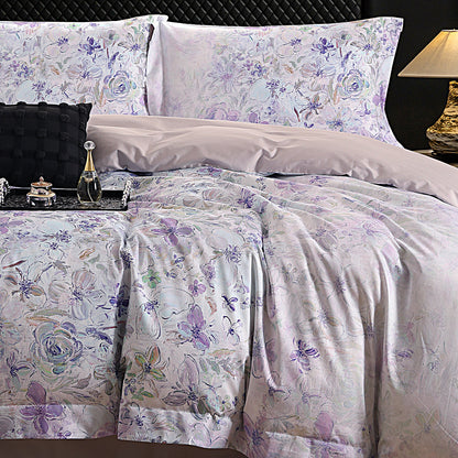 Florales bedrucktes Satin-Baumwoll Wendebettbezug Set mit Umschlagkissenbezügen