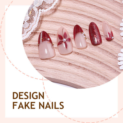 Kunstnagelset mit floralen Akzenten und Glitzer-Details Brehn