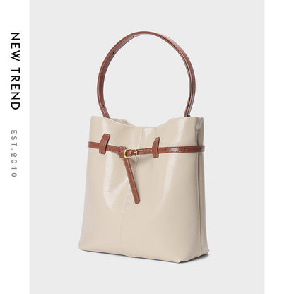 Strukturiert Leder-Look Gürteltasche Bucket Tote Schultertasche