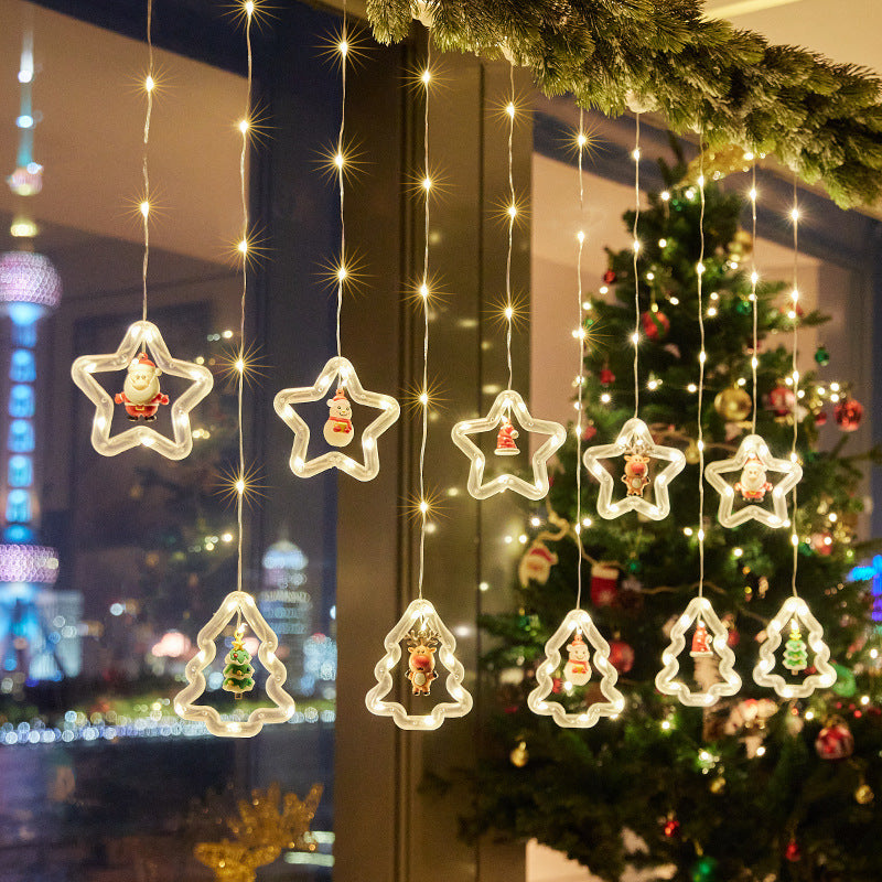 Weihnachtsdekorative Lichtsterne mit Schneeflocken Brehn