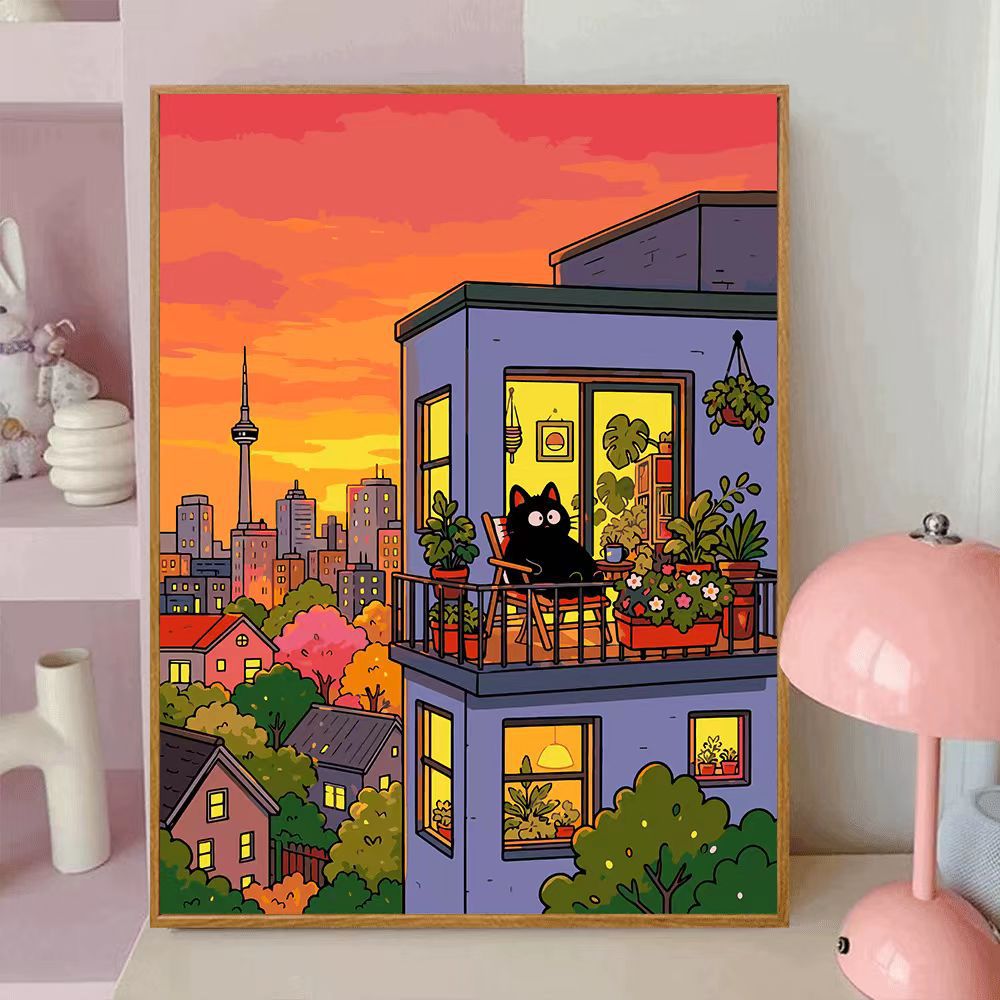 Verspielt katzenmotiviertes dekoratives Wand-Leinwandkunst Brehn