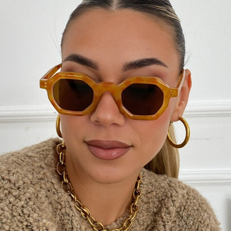 Damen oktagonale Sonnenbrille mit modischem Muster und UV-Schutz Brehn