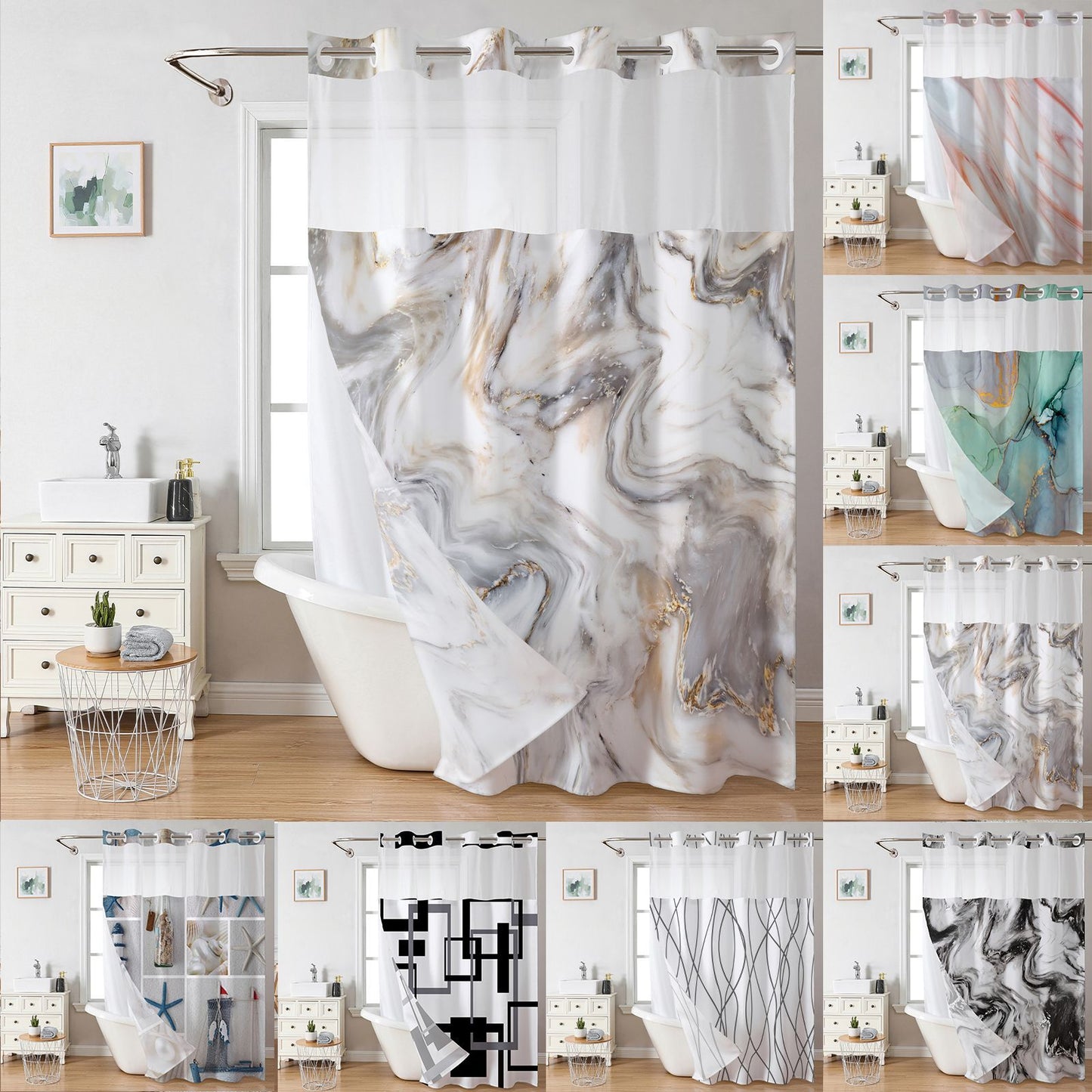 Luxus Marmor Design Duschvorhang Brehn