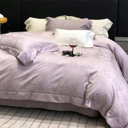Premium-Baumwollsatin-Bettwäschegarnitur mit strukturierter Matelassé-Bordüre und Hotelverschluss