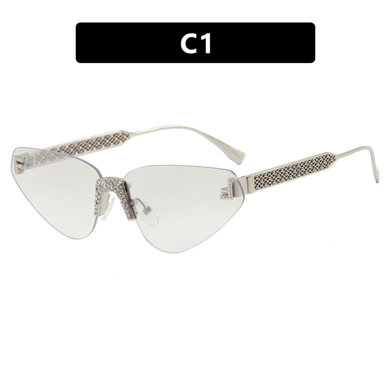 Damen Designer Katzenaugen-Sonnenbrille mit funkelndem Strass-Besatz Brehn