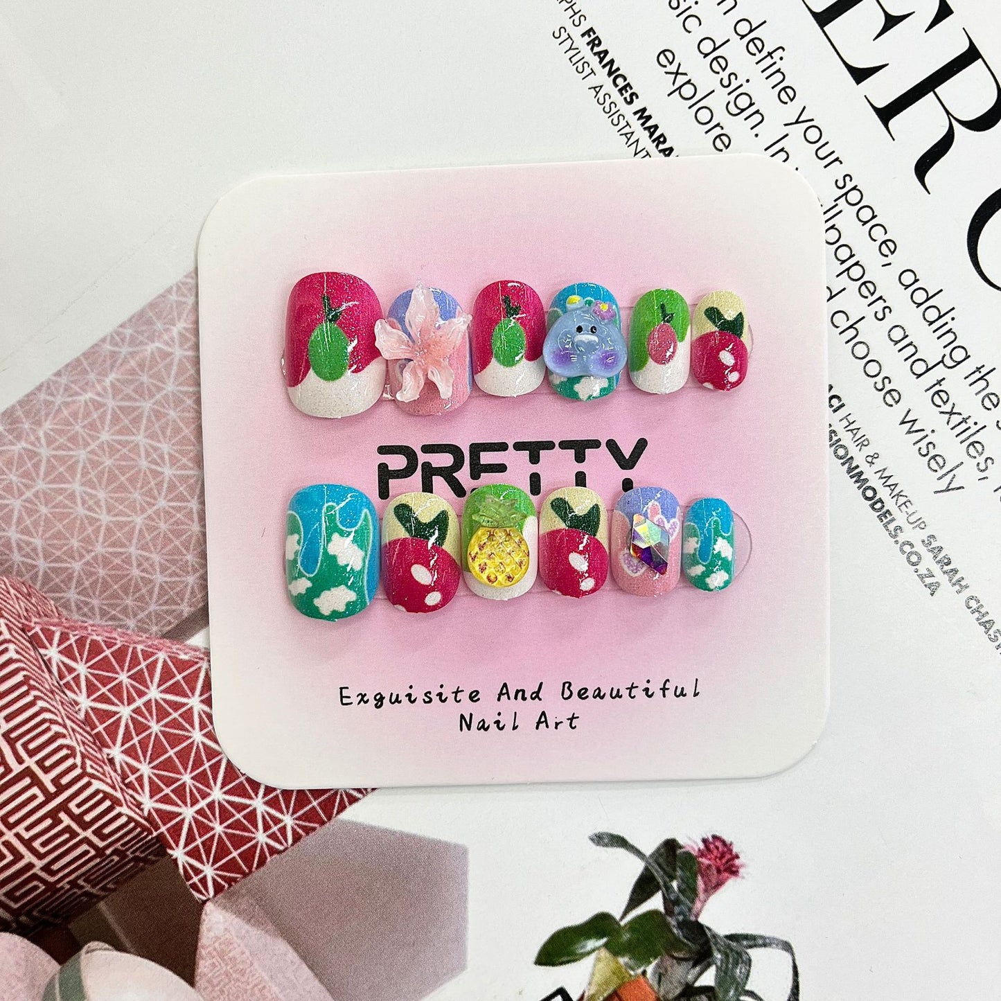 Künstlerisches 3D dekoriertes Press-On Nagelset Brehn