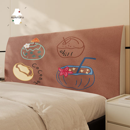 Quilted Decorative Headboard Cover Protector with Tropical Coconut Print
