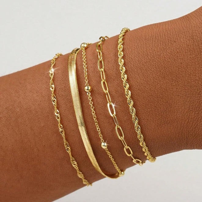 Gestuftes Silberkettchen Armband Set Brehn
