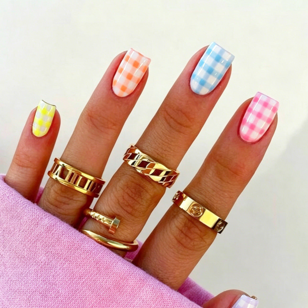 Gingham Muster Nagelkunst Wraps Brehn