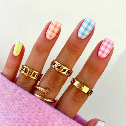 Gingham Muster Nagelkunst Wraps Brehn