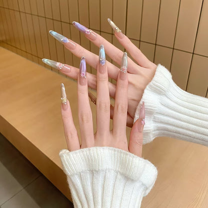 Elegante florale Stiletto-Nagelkunstverlängerungen