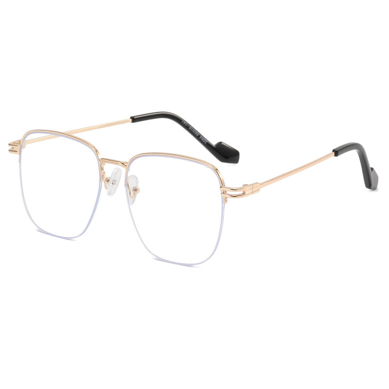 Damen Designer-Brille mit quadratischem Rahmen und glänzender Metallstruktur Brehn