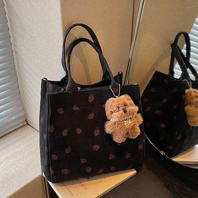 Niedliche Erdbeer-Print Stoff Tasche