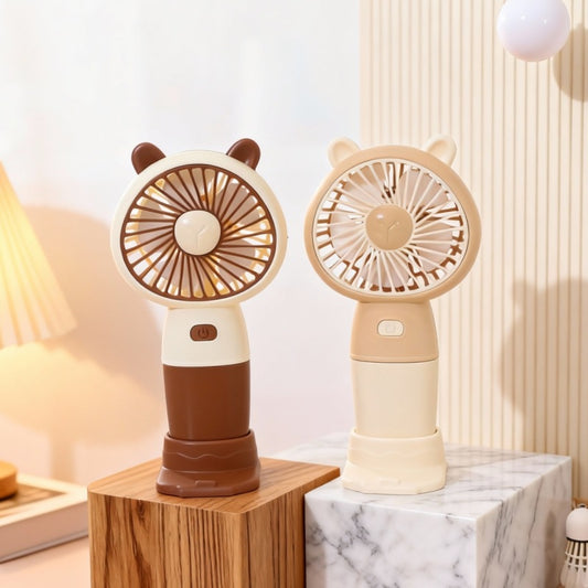 Damen Tragbarer Mini-Handventilator mit LED-Beleuchtung und kreativen Tierohren Brehn