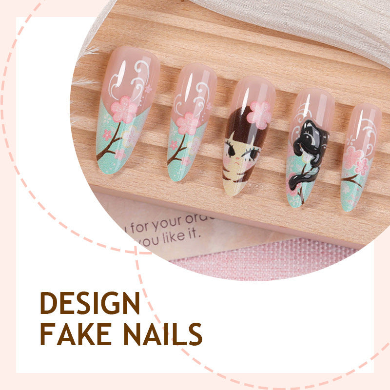 Kreatives Kunstnagelset mit bunten floralen und eleganten Designs Brehn