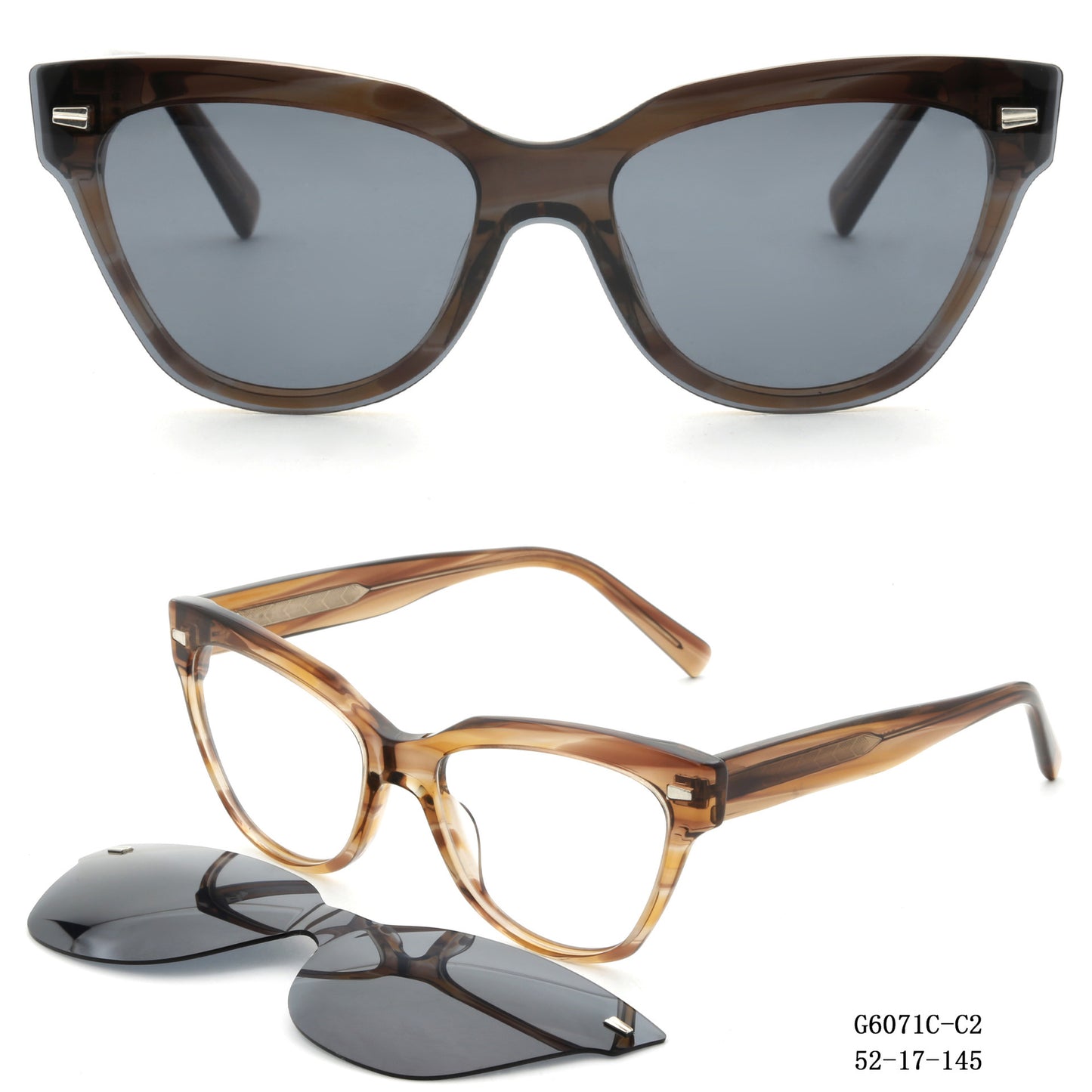 Damen modische Cat-Eye Sonnenbrille mit abnehmbaren Gläsern Brehn