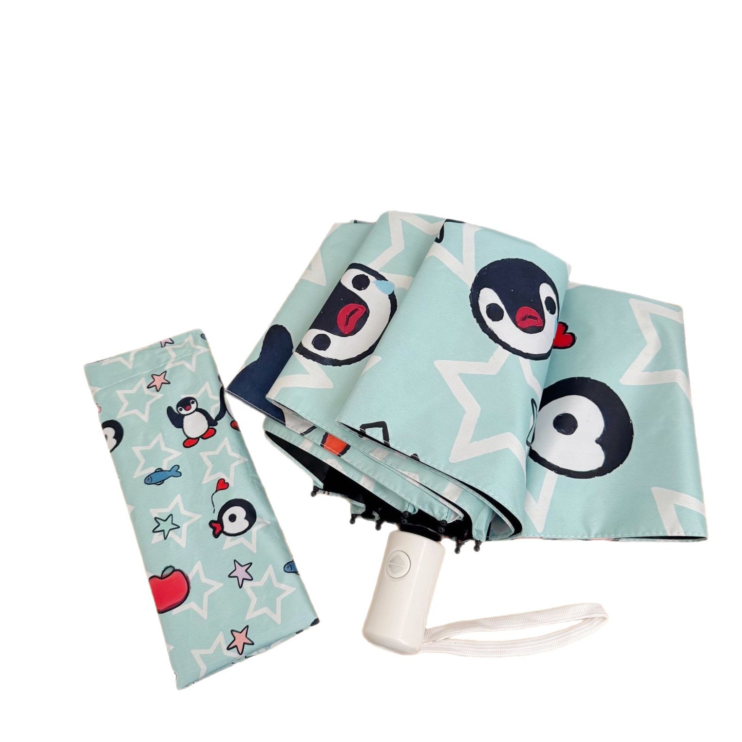 Damen faltbarer Regenschirm mit verspieltem Pinguin-Design Brehn