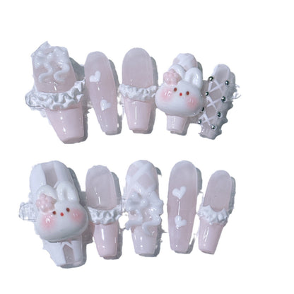 Niedliches Hasen-Thema Press-On Nagelset