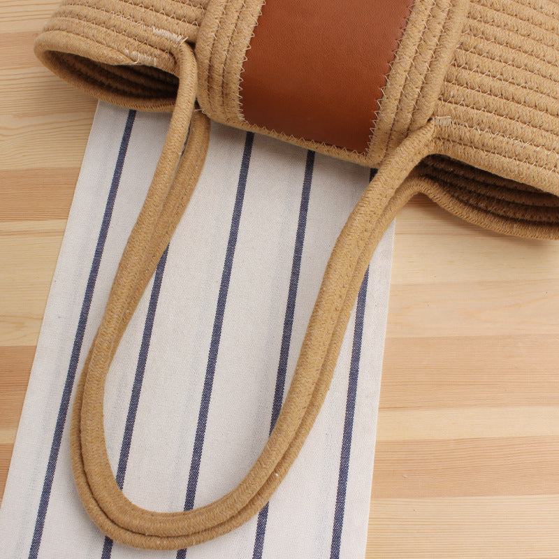 Elegante Basttasche mit Lederklappenverschluss Brehn