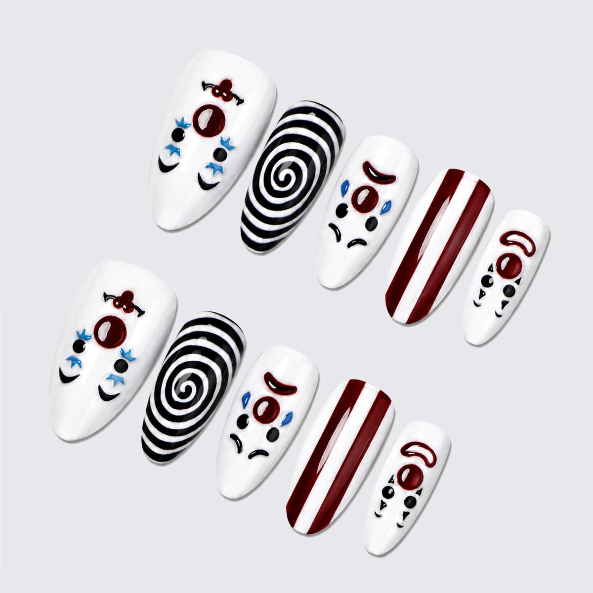 Kreatives Kunstnagelset mit Clown-Motiven Brehn