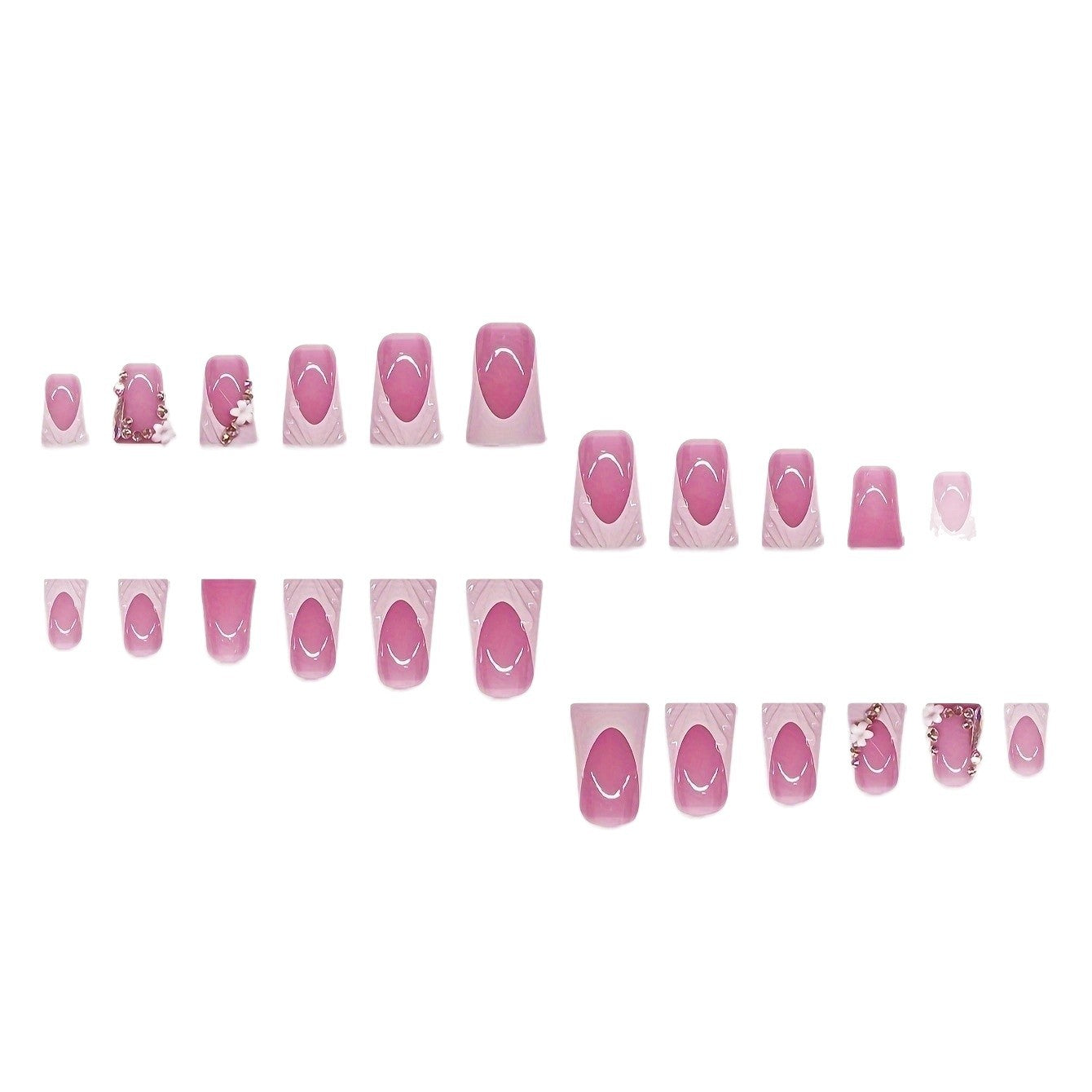 3D Blumen- und Bänder-Press-On-Nagelset Brehn