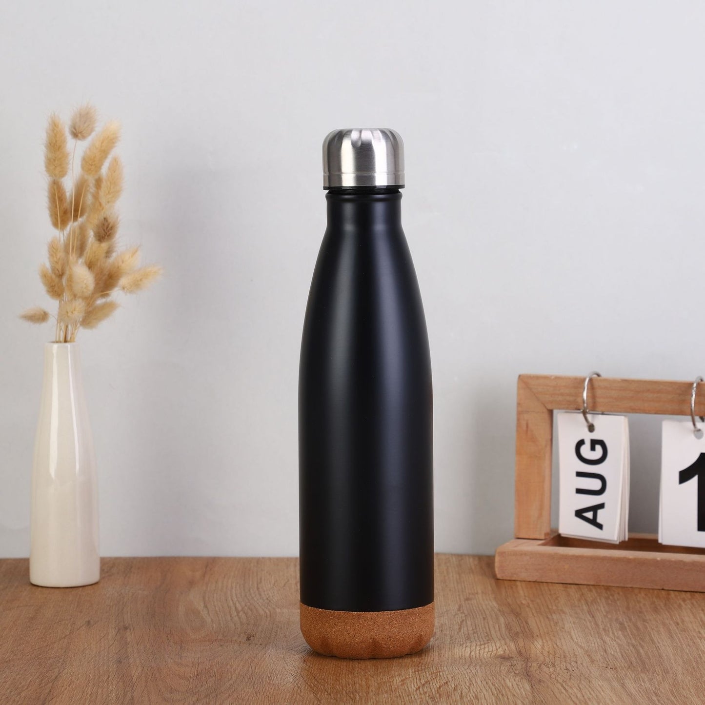 Damen stilvolle Edelstahl Isolierflasche mit Korkboden Brehn