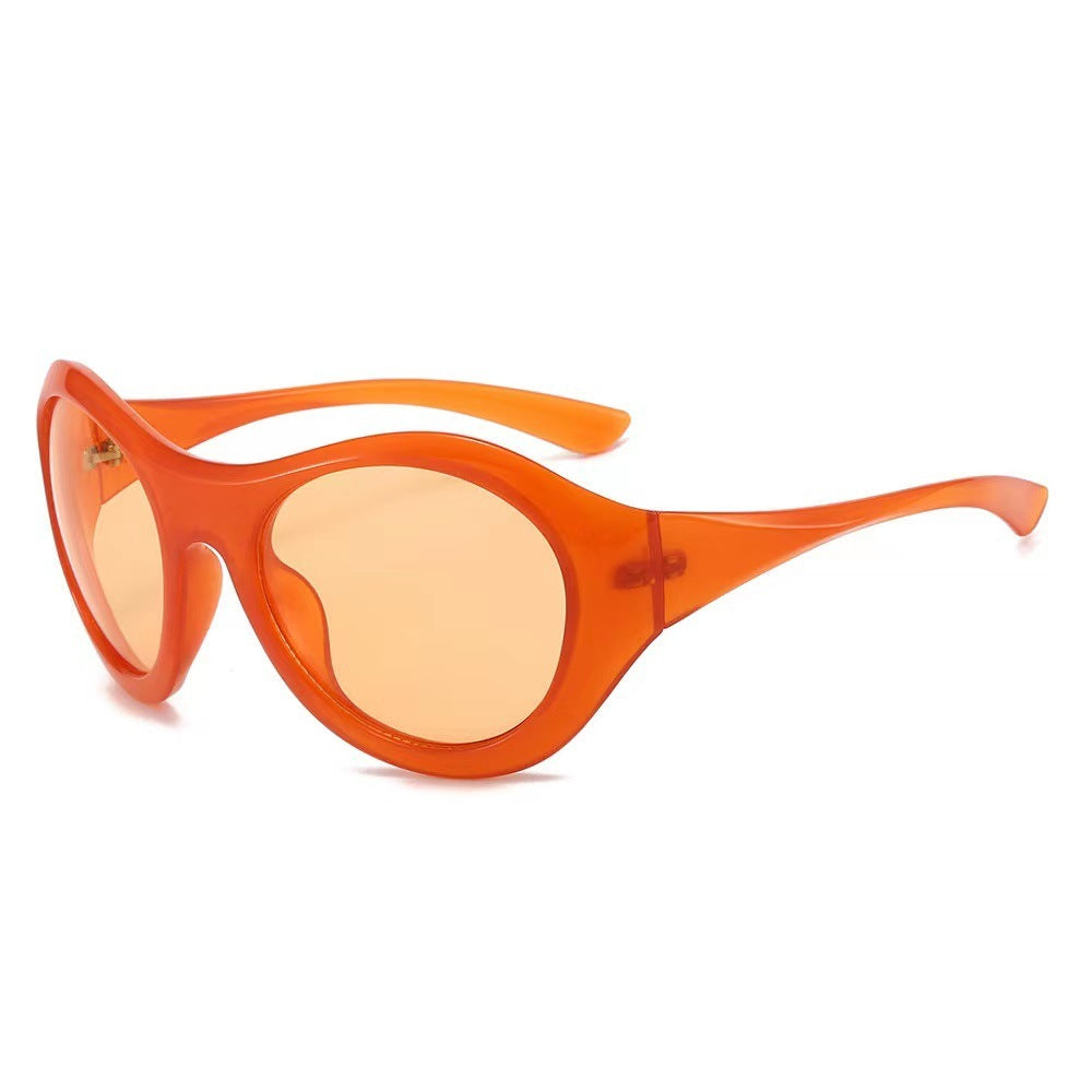 Damen Modische Ovale Sonnenbrille mit transparentem Rahmen Brehn