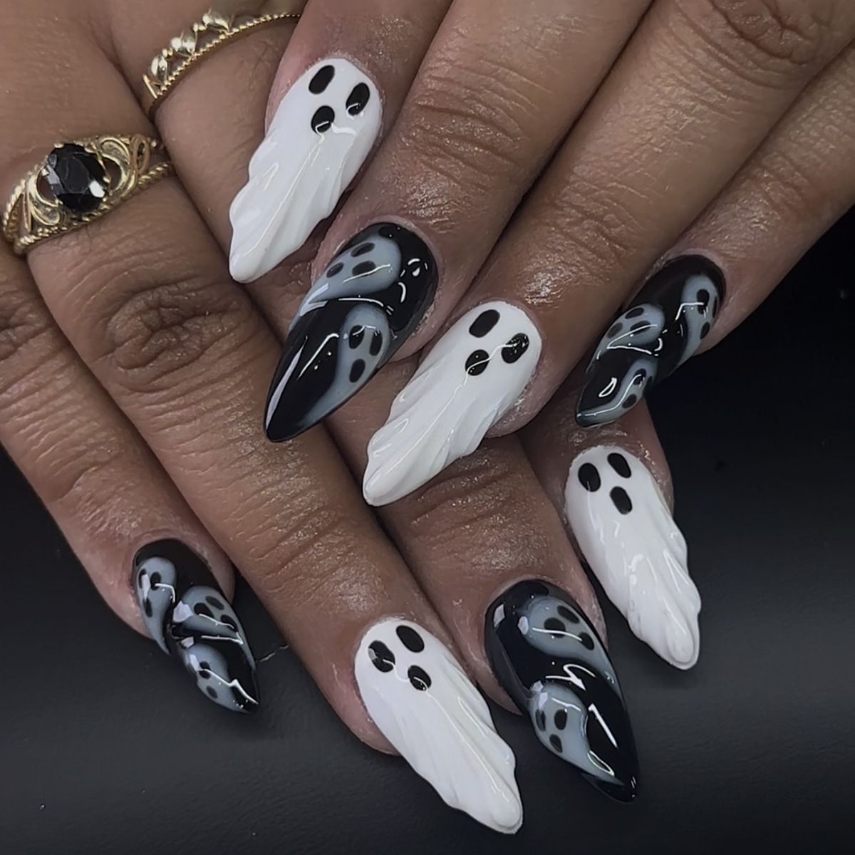Halloween-Themen Press-On-Nagelset mit Geisterdesigns Brehn