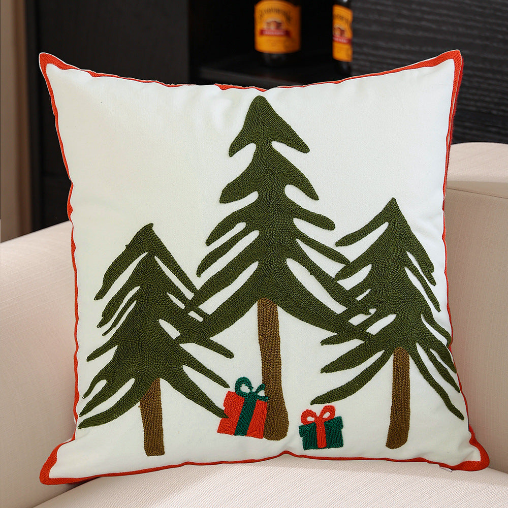 Dekorativer Kissenbezug mit festlichem Weihnachtsstern-Print und Pompon-Borte Brehn