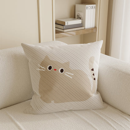 Fox Illustration Cotton-Linen Decorative Pillow Cover with Concealed Zipper
