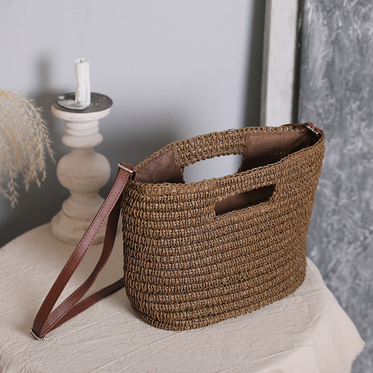 Handtasche Aus Natürlicher Baumwolle mit Ledergriff Brehn