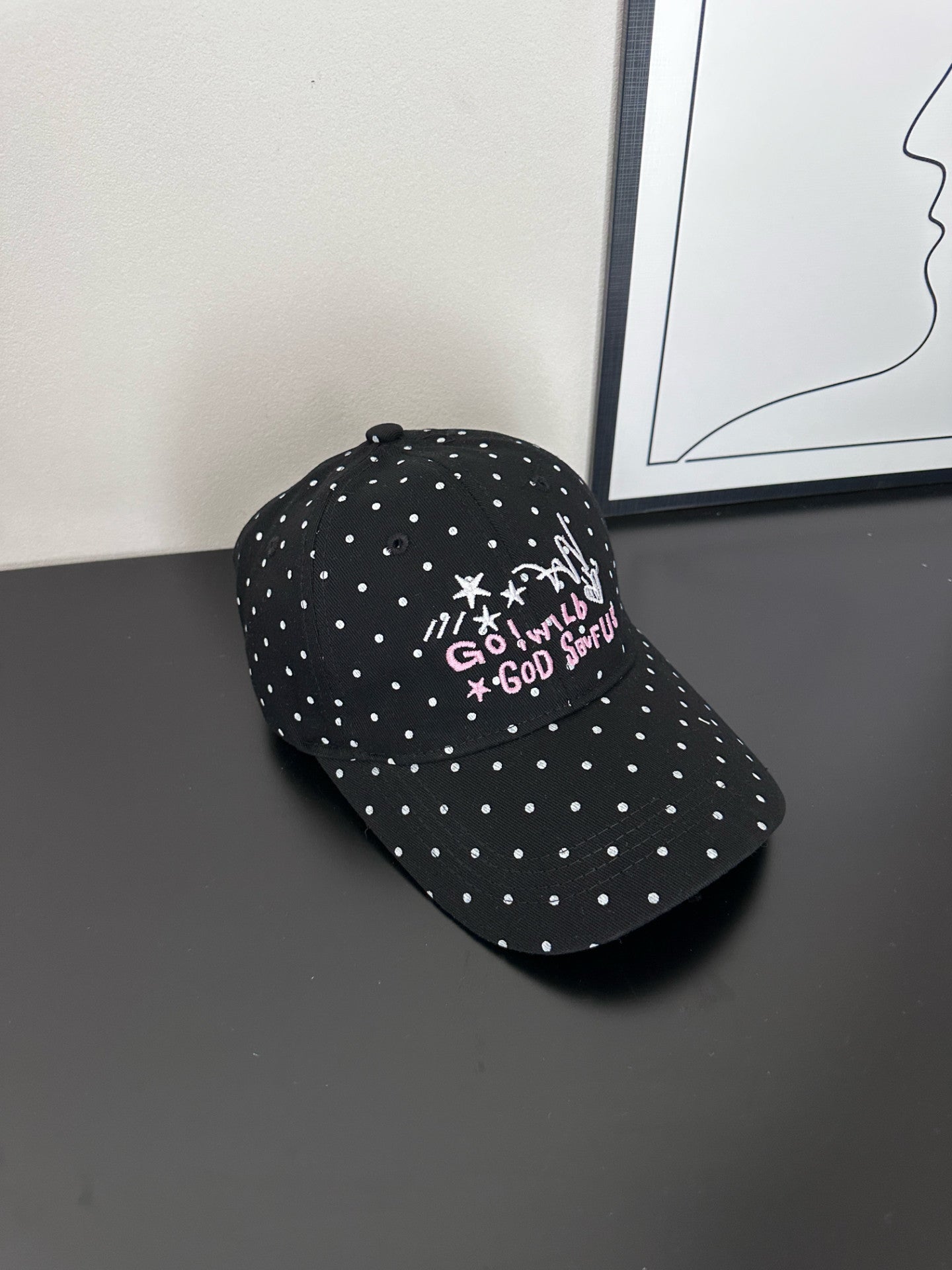 Damen Trendy gepunktete bestickte Baseballmütze Brehn