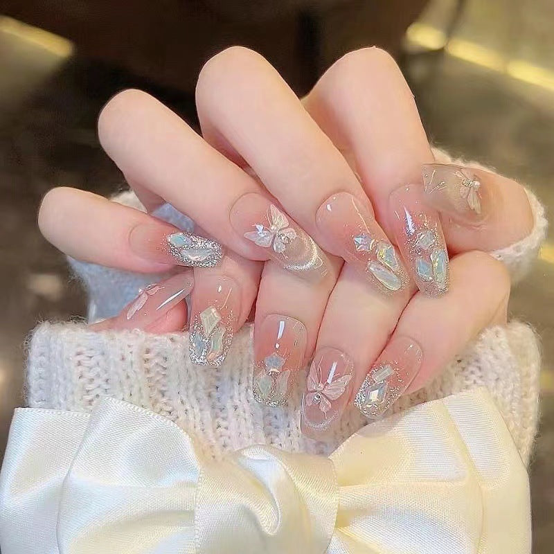 Elegante dekorative Press-On Nail Set Brehn