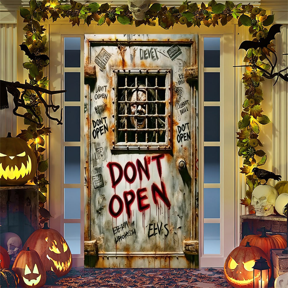 Halloween-Türposter mit großformatiger Grim-Reaper-Illustration und wiederverwendbarem PVC-Planenstoff