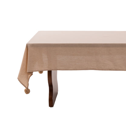 Rechteckige Tischdecke aus Leinenoptik mit Pompon-Quasten Brehn
