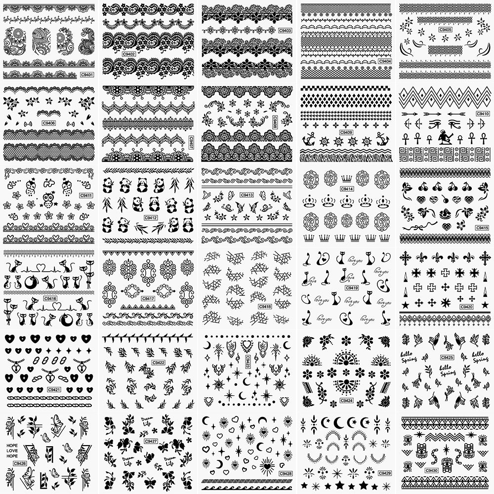 Kreative Nagelkunst Aufkleber Sammlung