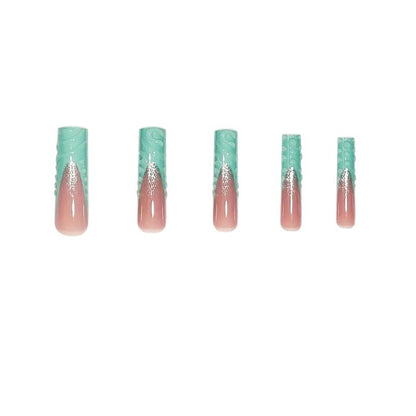 Künstlerisches langes Press-On-Nagelkunst-Set mit strukturiertem Design Brehn