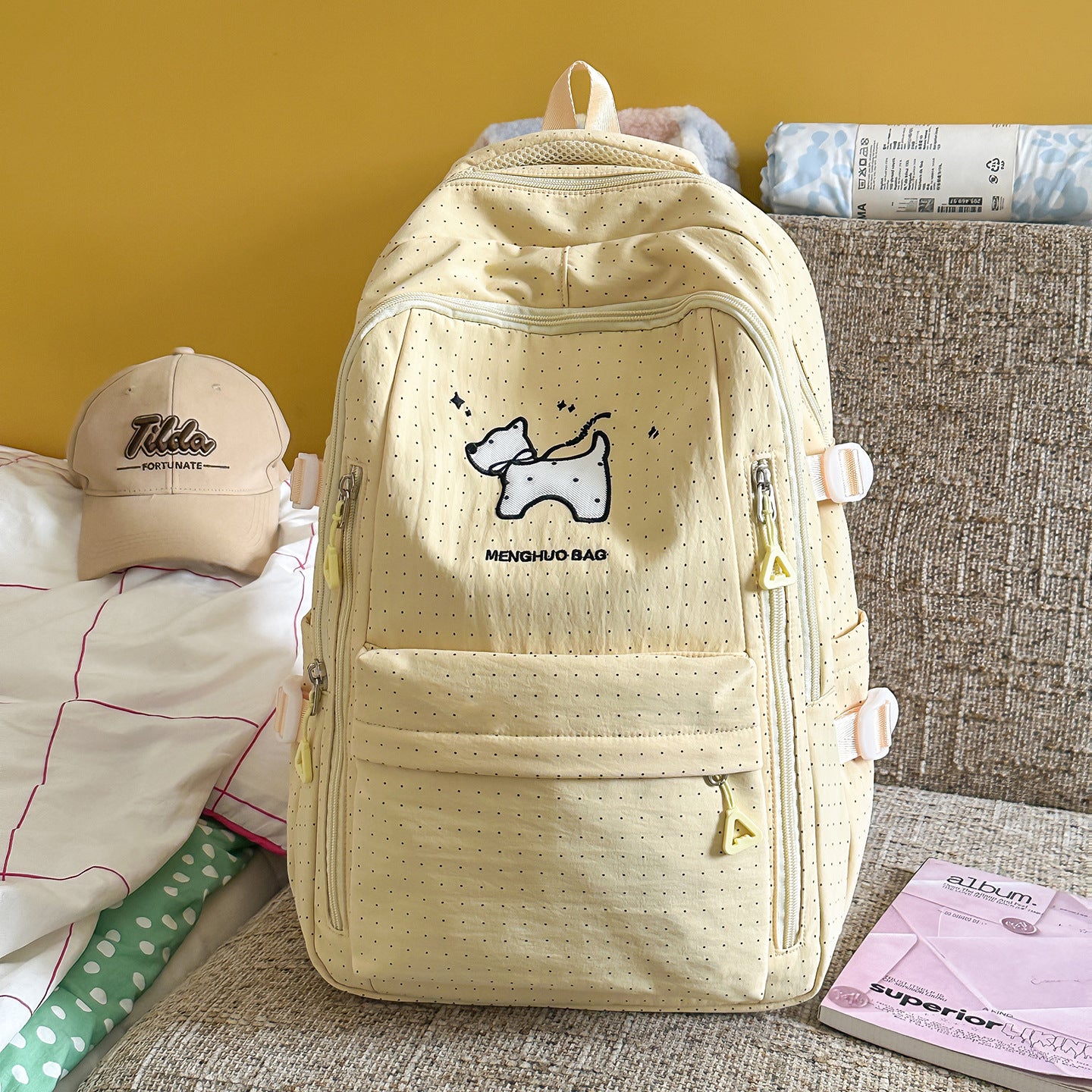 Lustiger, cartoon-inspirierter Schulrucksack