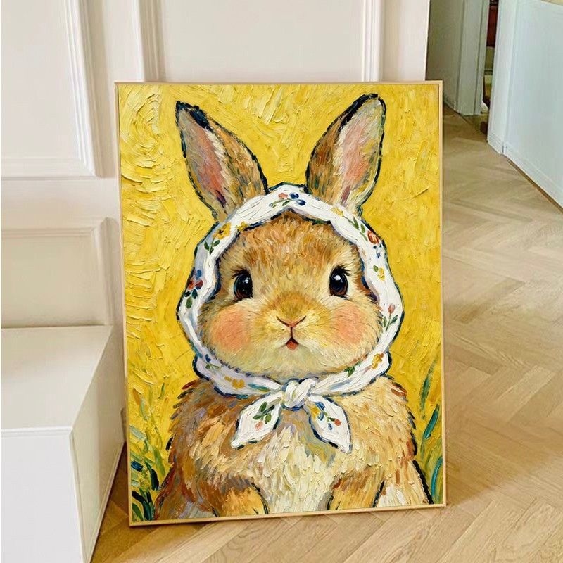 Verspielter Kaninchen Leinwand Kunstdruck Brehn