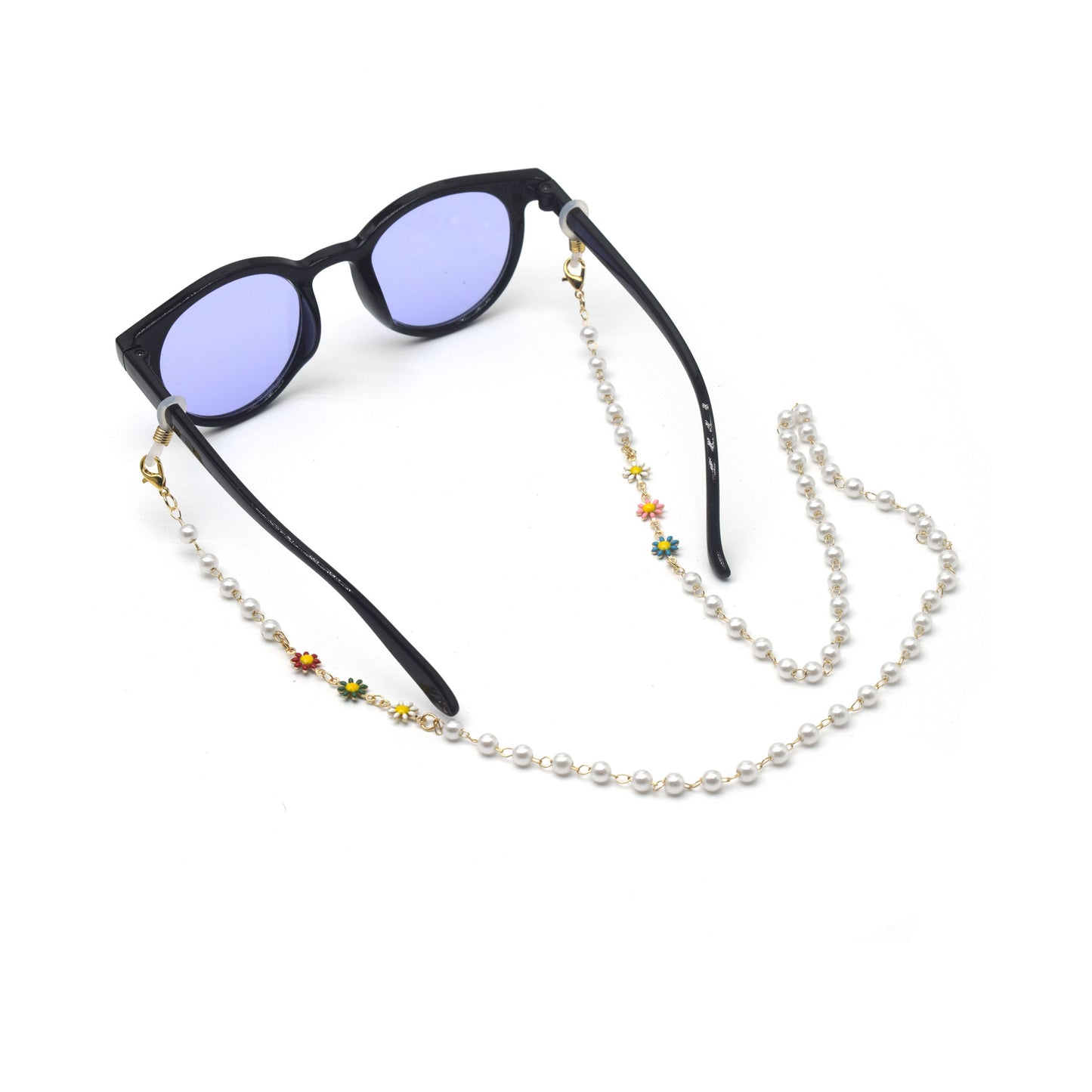 Elegante Perlen- und bunte Edelstein-Brillekette Brehn