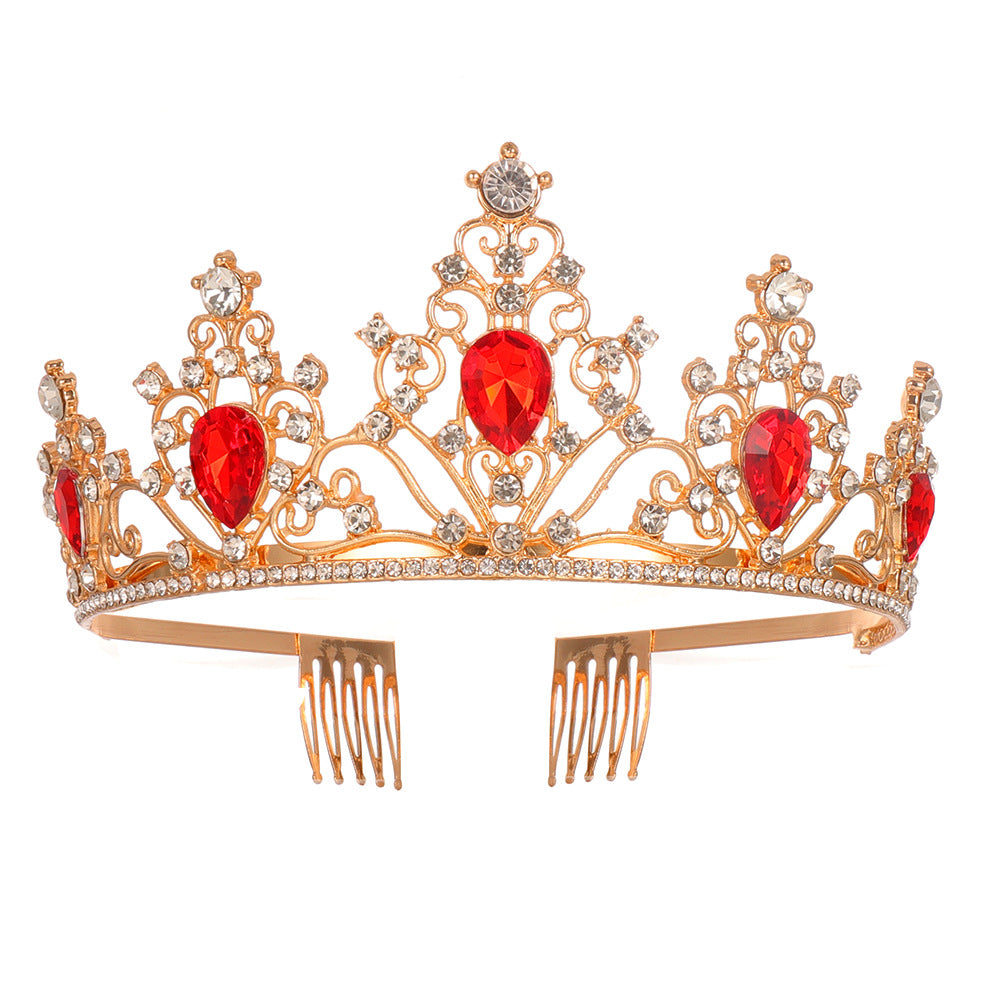 Mädchen Krone mit funkelnden Kristallen und elegantem Geburtstagsschärpen-Set Brehn